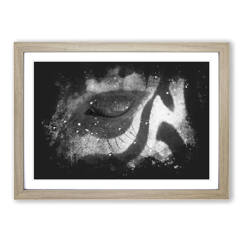 Zebra Vol.3 Paint Splash - Picture Frame Graphic Art, Oak, 36cm H x 48cm W x 2cm D
