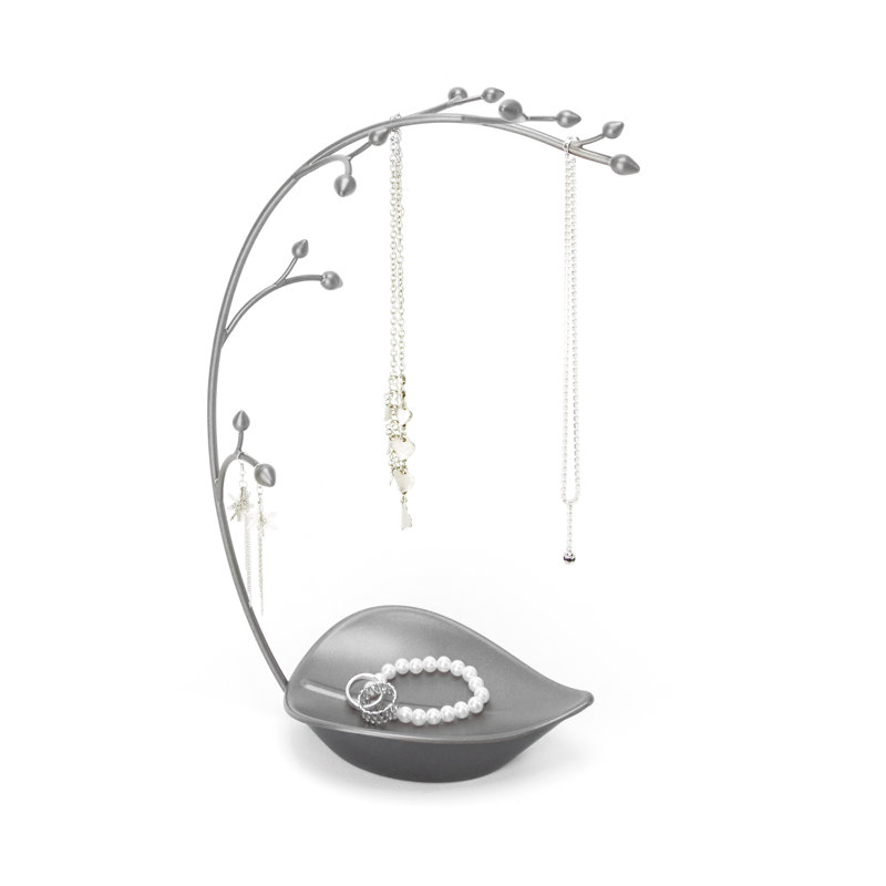 Gun Metal Orchid Jewelry Stand with Leaf Dish