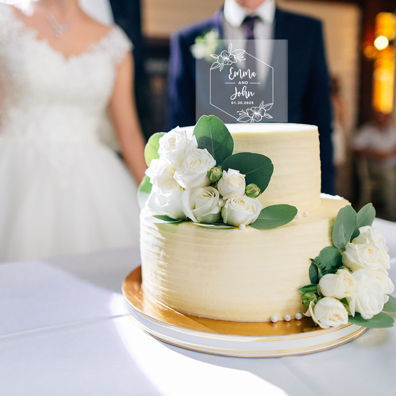 Surmatelas à gâteau de mariage hibiscus géométrique