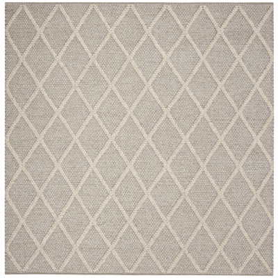 Russo Gray Hand-Woven Geometric Flatweave Rug