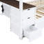 Lit superposé blanc + noyer avec lit gigogne simple, bureau pratique, rangement et rangement de taille, lit gigogne blanc / noyer