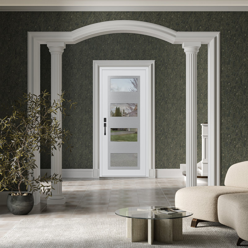Porte d'entrée pré-suspendue blanc / blanc, Oui, Clair