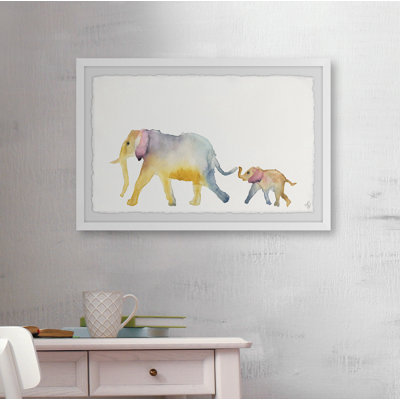 «Chad Mom and Baby Elephant», reproduction encadrée