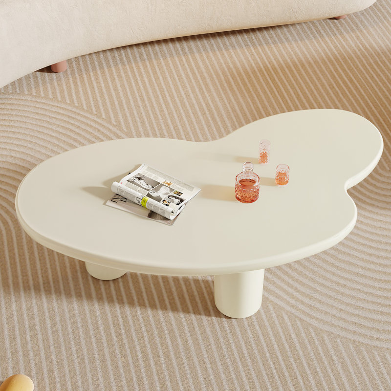 46.45" Modern Centre Table, Irregular Cream White Cloud Coffee Table with 3 Legs