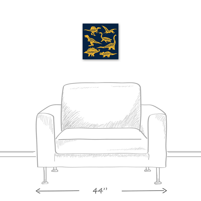 Art sur toile dino names Amapola, H 24 po x l 24 po x P 1,25 po, Bleu marine et jaune