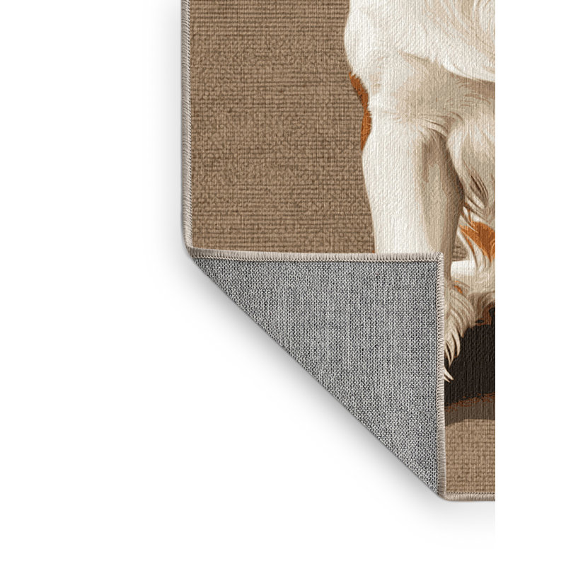 Washable Brittany Dogs Area Rug, Square 4'