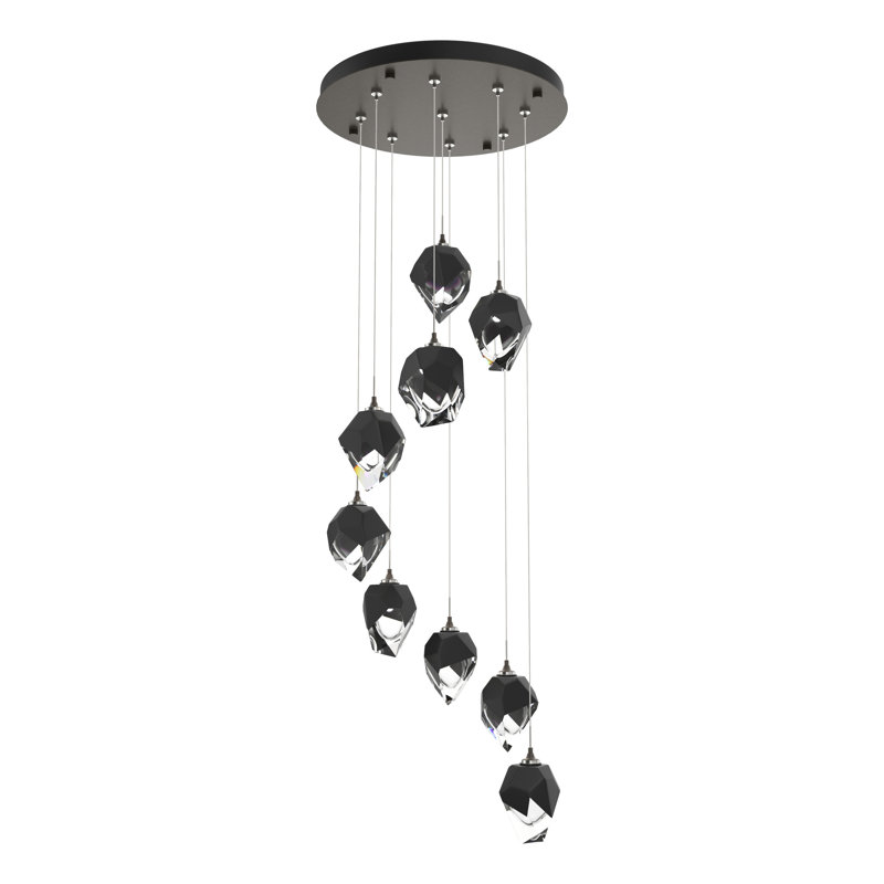 Chrysalis 9 - Light Cluster Geometric Pendant, Dark Smoke, Black, 12" - 80"