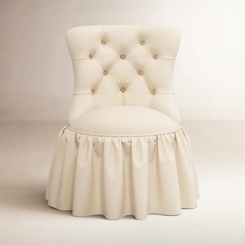 Minnie Upholstered Side Chair, Classic Pearl Performance Velvet