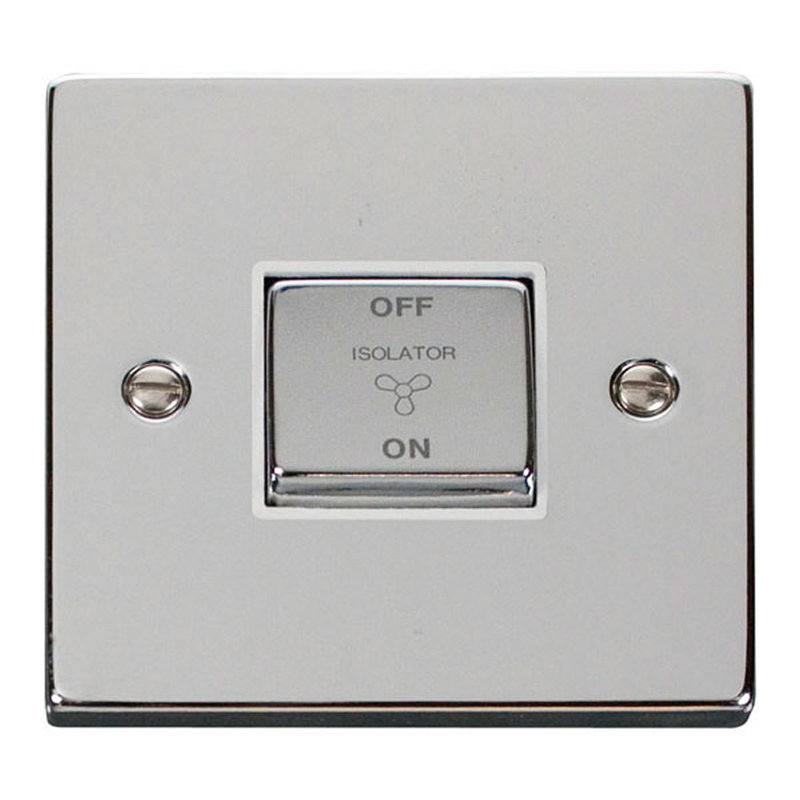 Polished Chrome 10A 1 Gang Ingot 3 Pole Fan Isolation Switch