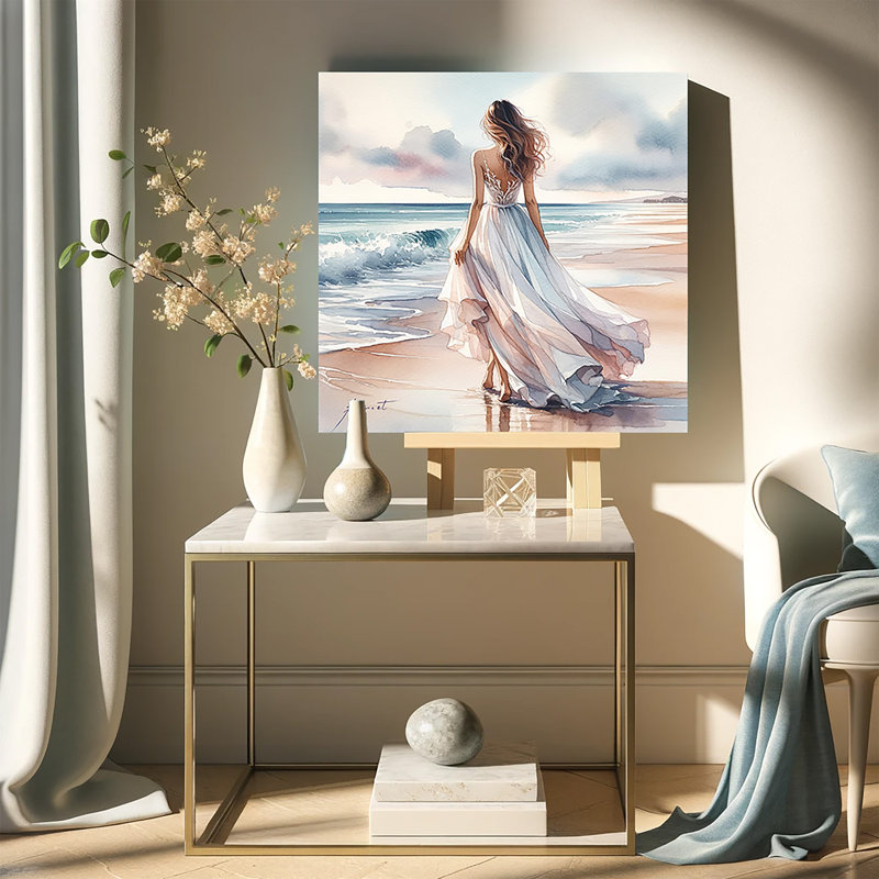 " Seaside Elegance: Breezy Beach Gown ", 30" H x 30" W x 1.5" D