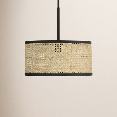 Drax Single Light Natural Cane Dimmable Pendant