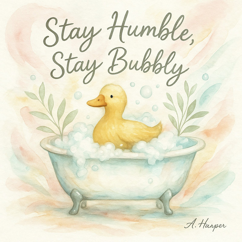 «Stay Humble, Stay Bubily», art mural en toile pour salle de bain