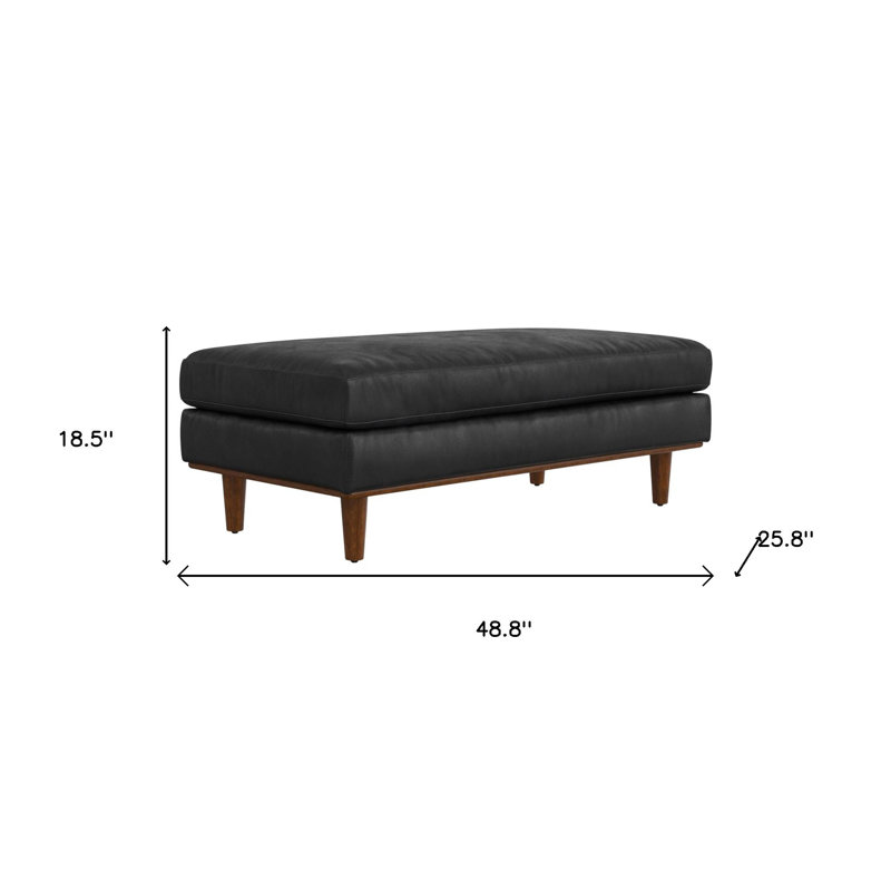 Pouf cocktail en cuir véritable noir et brun de 124 cm
