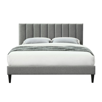 Lit simple dans une boîte avec fonction - tête de lit gris avec revêtement texturé