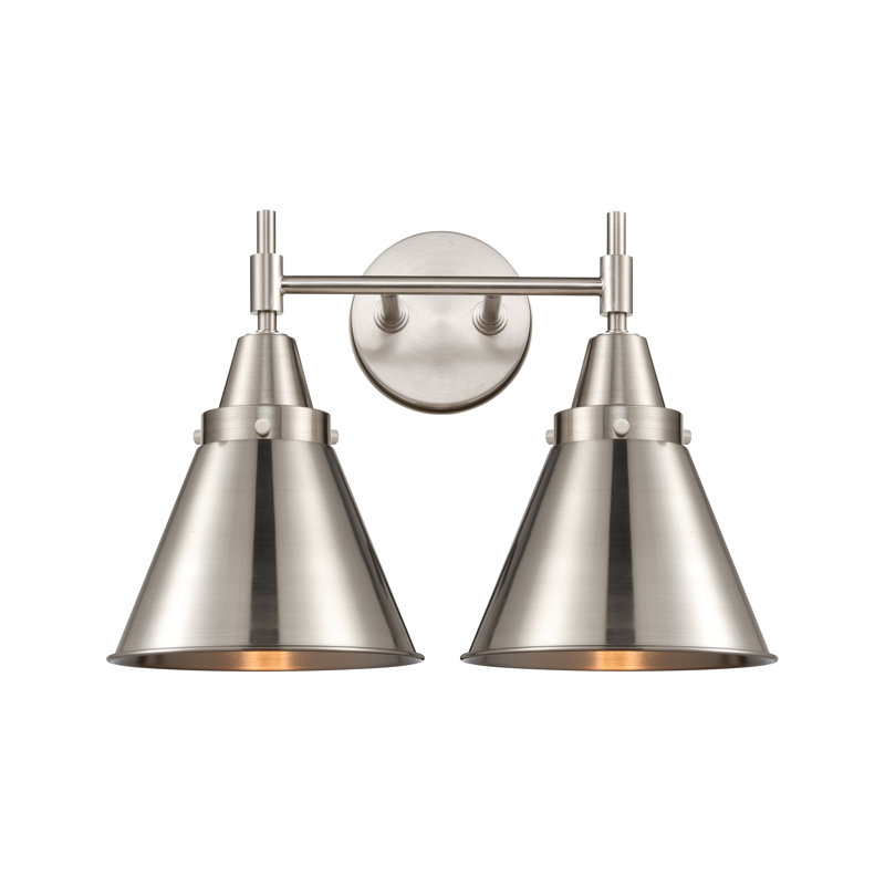 Éclairage pour meuble-lavabo à 2 lumières à intensité variable Gayle, Nickel satiné, Nickel satiné, Ampoule DEL rétro 4 watts