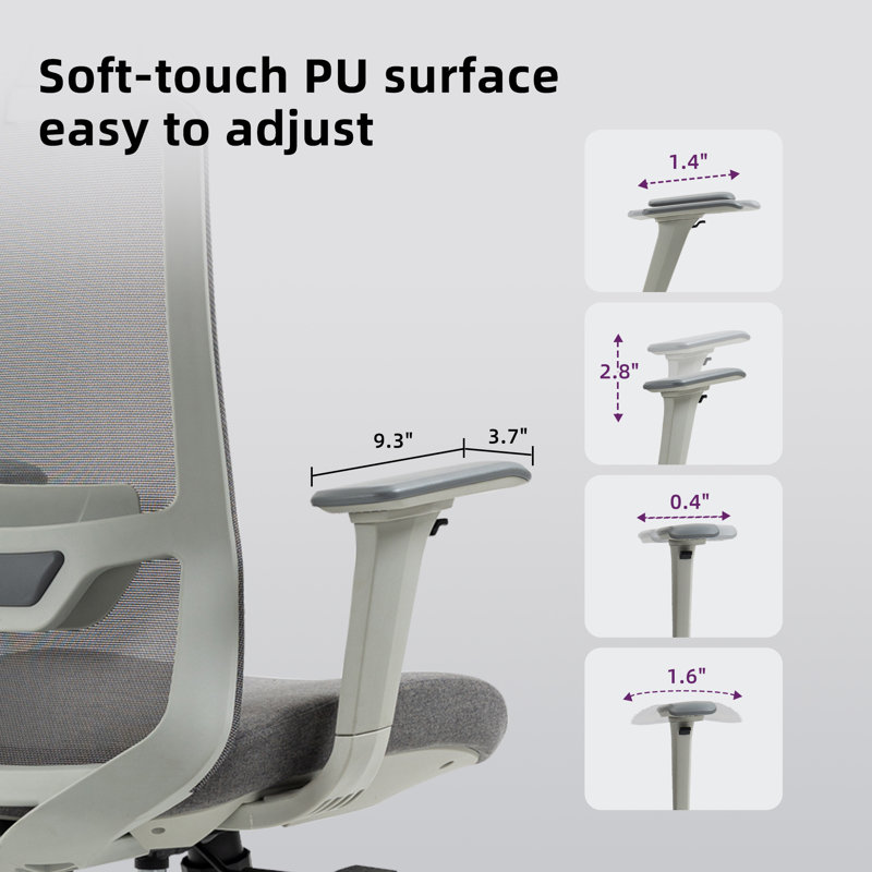 Ergonomic Swivel Executive Office Chair, Mesh Desk Chair with 4D Armrests and Adjustable Lumbar Support, 300LBS Capacity
