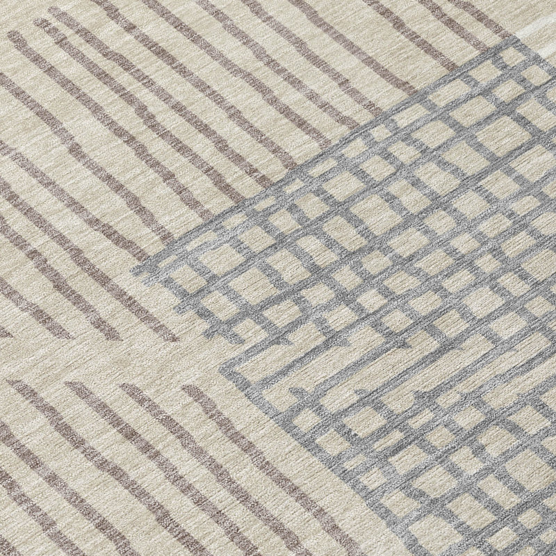 Machine Washable Indoor/Outdoor Hovey ACN2270 Stripes Rug, Rectangle 3' x 5'