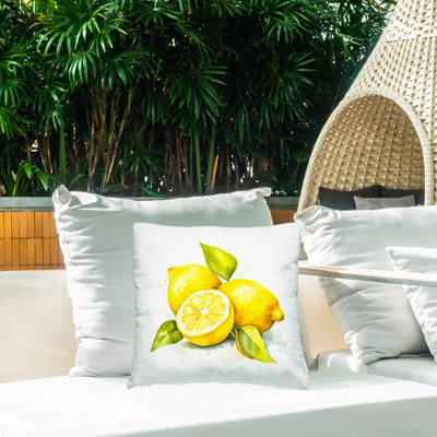 Coussin décoratif d'extérieur imprimé "Lemon Harvest" par Andrea Haase