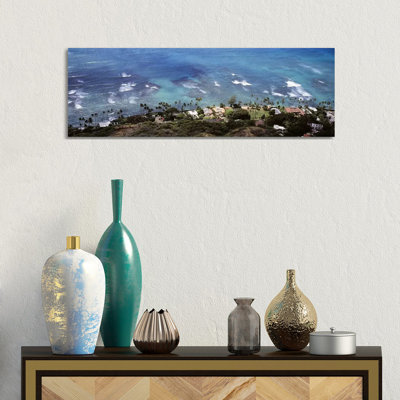 Aerial View Of The Pacific Ocean, Ocean Villas, Honolulu, Oahu, Hawaii, USA - Wrapped Canvas Panoramic Print