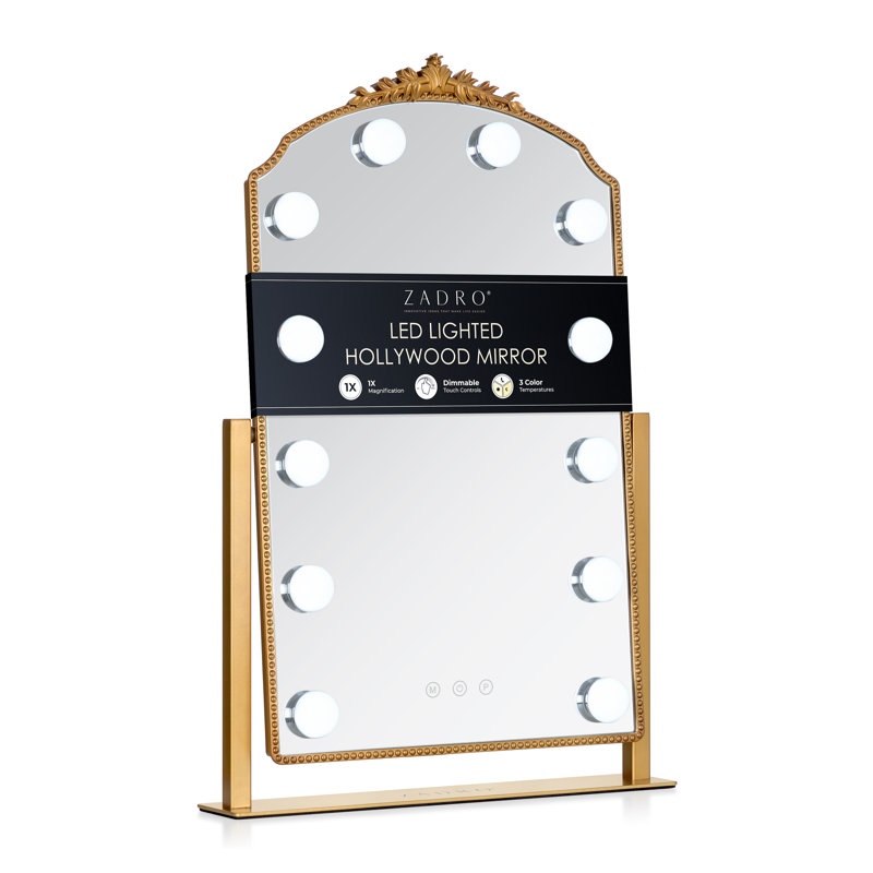 Miroir lumineux à DEL Hollywood avec décor doré