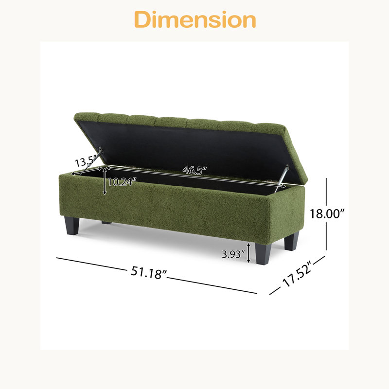 Banc repose-pieds avec rangement, surface bouclée, pieds en bois d'hévéa, capacité de 300 lb