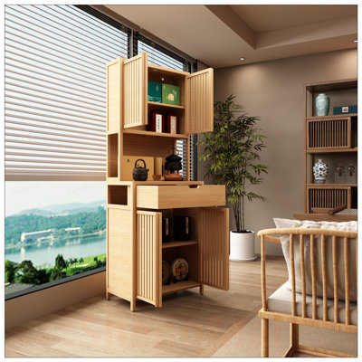 Armoire de rangement en bambou à double porte et à deux portes de 72 pieds de hauteur pour les espaces de vie principaux et les salles de bain