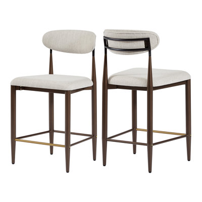 Sloane Modern Upholstered Iron Counter Stools With Open Back And Gold Accents