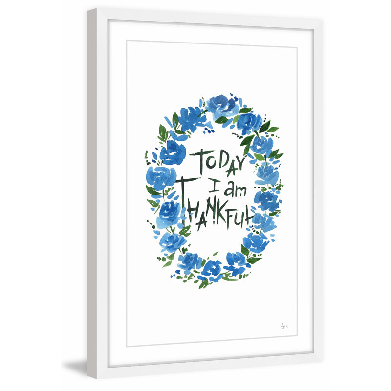 « blue thanks », reproduction d’art encadrée, H 18 po x l 12 po