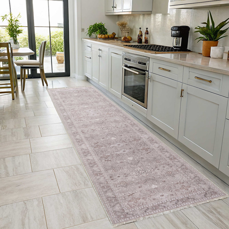 Chenille de coton oriental beige Kilim à base de coton antidérapant Kilim, Rectangle 3 pi 4 po x 6 pi 7 po