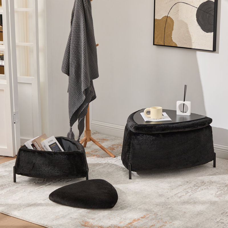 Multi-functional Triangle  Ottoman Set, Black