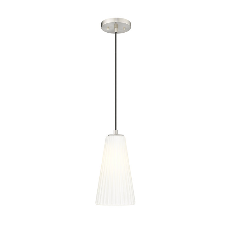 Luminaire suspendu moderne 1 lumière Tomy, Nickel brossé, H 121 po x l 6 po x P 6 po