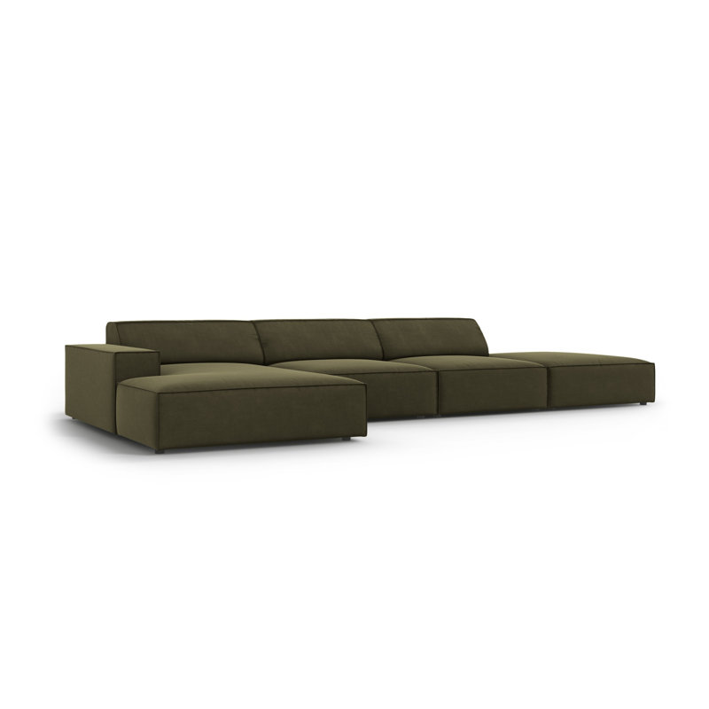 Jodie 5 Seater Corner Sofa, Green, Left Hand Facing