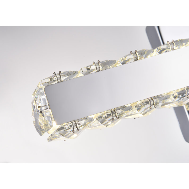 1-Light Chrome LED Wall Sconce With Clear Crystals
