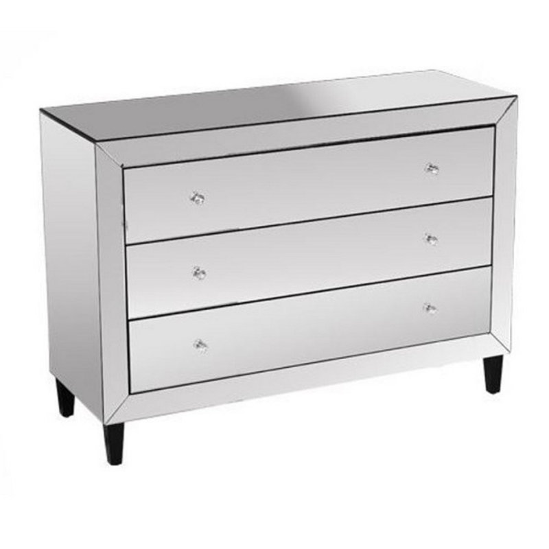 Jaidlyn 49'' W 3-Drawer Mirrored Dresser – Modern Bedroom & Living Room Storage