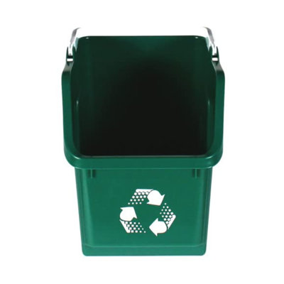 Sturdy Essentials 6 Gallon Stackable Recycling Bins Build Your Recycling Center For Homes, Garages, Offices Made Of 100% Recycled Plastic And With Carrying Handle - (green, 1 Pack)
