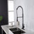 Spring Kitchen Faucet With Pull-Out Sprayer, Stainless Steel Single Handle Single Hole Kitchen Sink Faucet