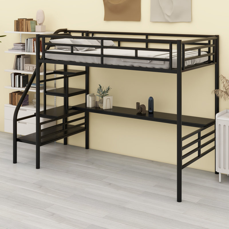 Structure de lit mezzanine avec bureau, aucun sommier nécessaire