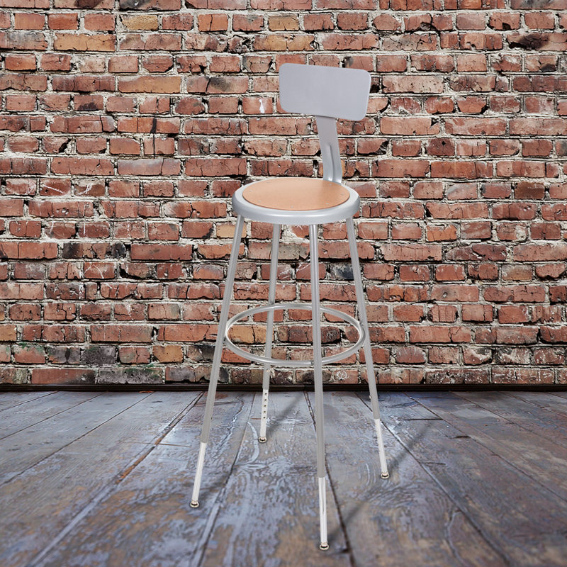 Tabouret à hauteur réglable de qualité commerciale avec dossier Flynn, gris , Gris