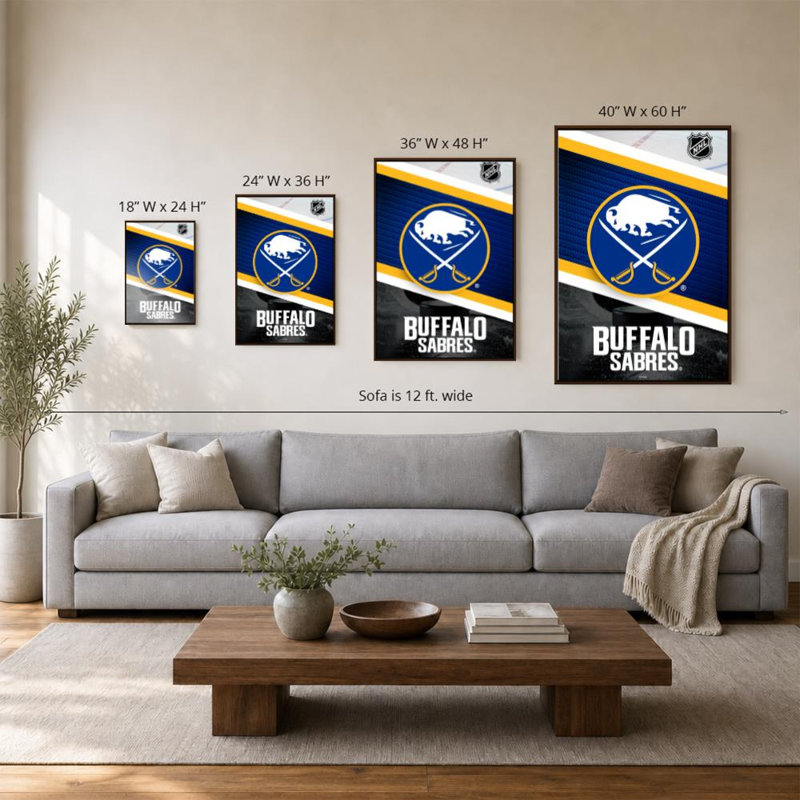Décoration murale des Sabres de Buffalo (NHL), H 36 po x l 24 po, Cadre plat flottant, Brun