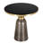 19" Round Side End Table Glass/Sintered Stone Top With Brushed Gold Rim And Tempered Glass Base-109375857-125120047