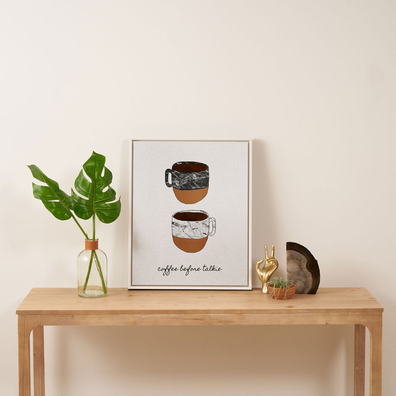 «Coffee Before Talkie» par Orara Studio par Orara Studio, impression sur toile, Cadre blanc, H 20 po x l 16 po x P 3 po