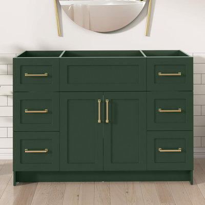 48 In. W X 21.5 In. D X 33.5 In. H Freestanding Bath Vanity Cabinet Without Top Bathroom Base In Green Unassembled