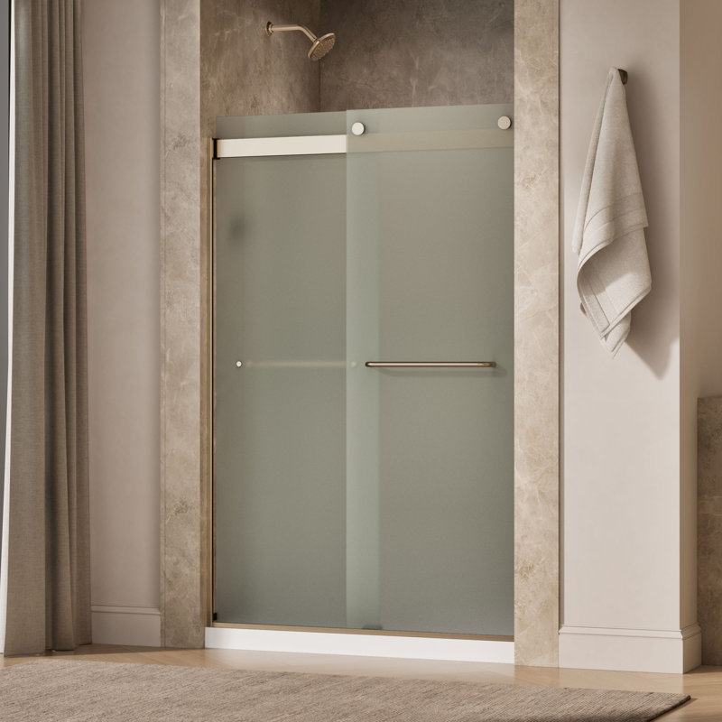 Levity 47.63" x 74" Bypass Shower Door with CleanCoat Technology, Anodized Brushed Bronze, Frosted