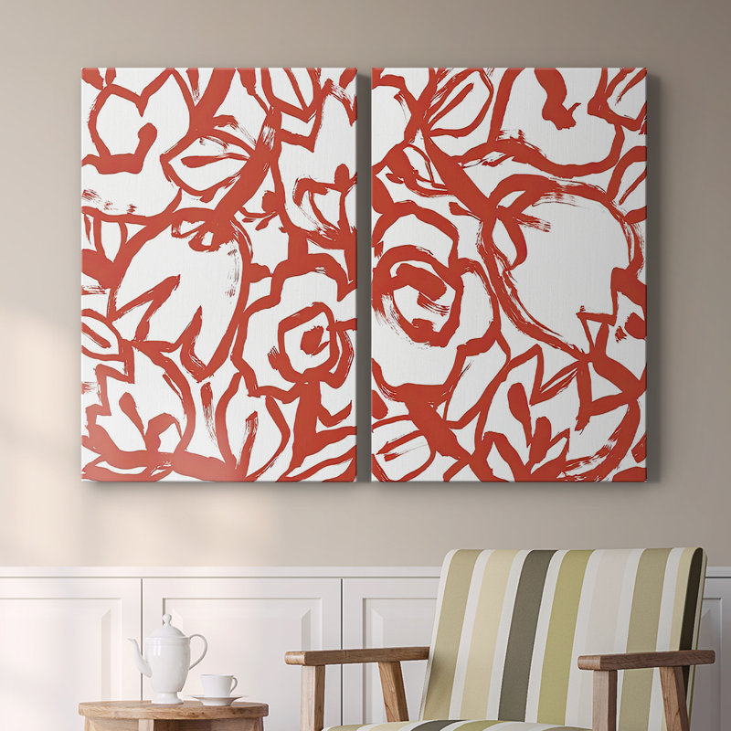 Toile tendue avec motif floral rouge I-Premium, H 18 po x l 12 po