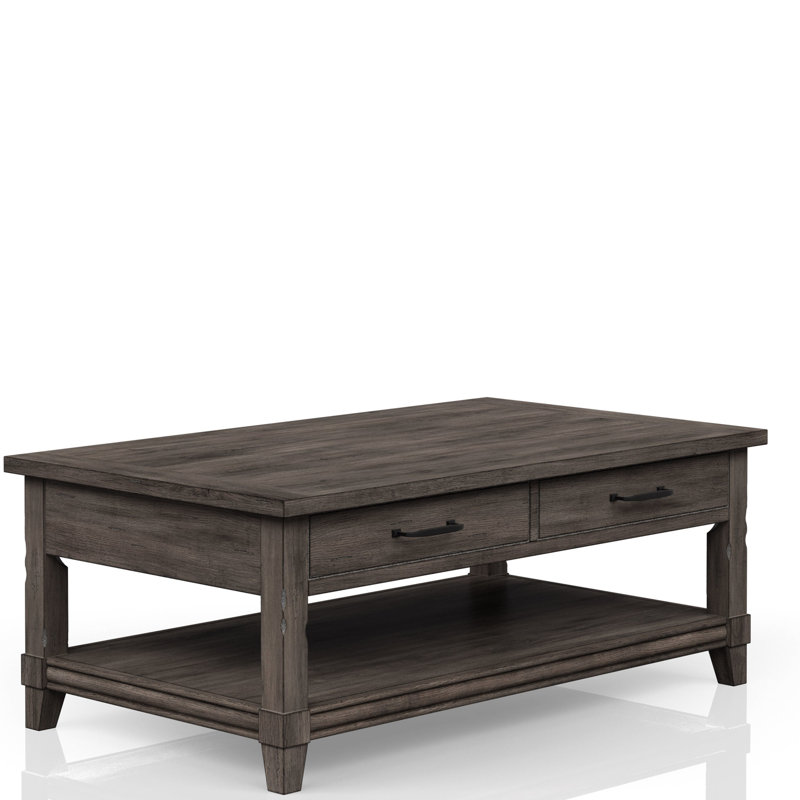 Table basse à plateau relevable gris avec tablette de rangement, poids de 116,93 lb - bois massif +