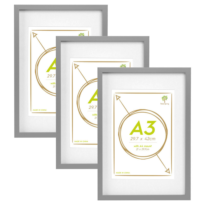Acrylic Picture Frame - Set of 3, Grey