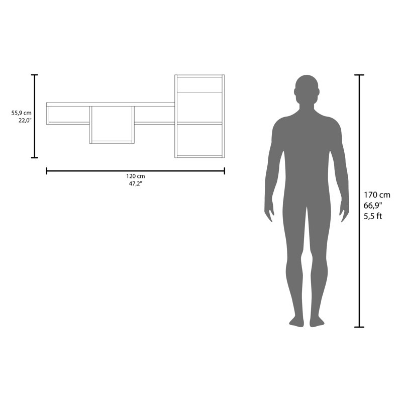 Tablette noire à 5 tablettes - idéale pour les espaces restreints dans le salon et le bureau, Noir
