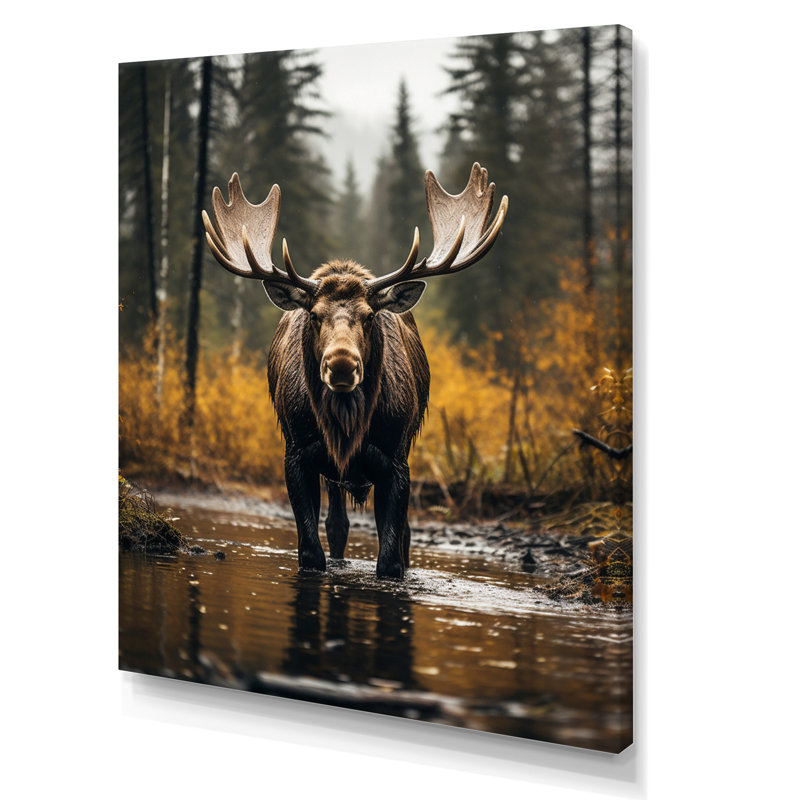 Orignal majestueux de Cammeray en Alaska - Alaska, art mural, H 20 po x l 12 po x P 1 po, Toile tendue