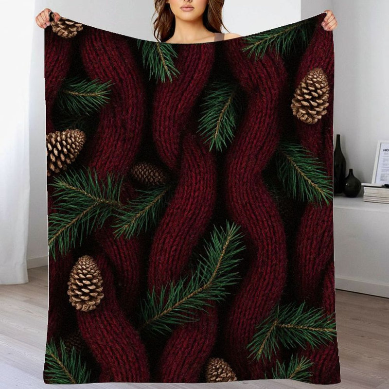 1pc Noël motif flanelle couverture douce père Noël / canne de bonbon / pain d'épice chaud pour canapé / lit / voyage 30 * 40