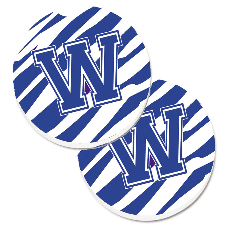 Sous-verre à cogramme initial de q tiger, W, Bleu / Blanc